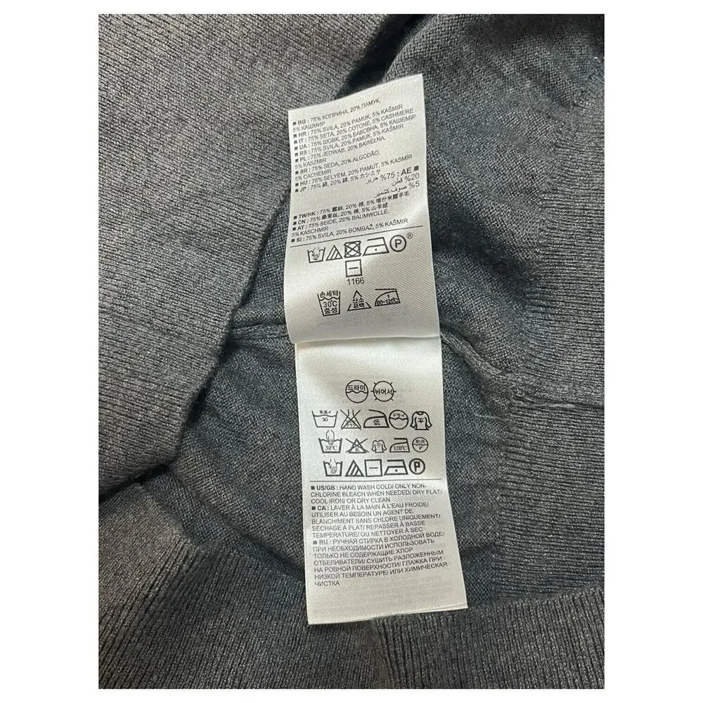Banana Republic Sweater Mens L Silk Cashmere Luxury Blend V Neck Preppy Gray